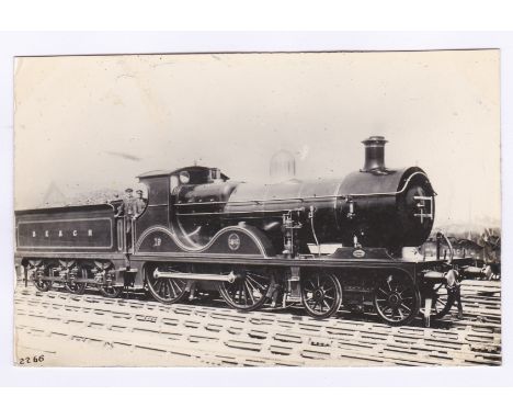 Postcard-Railway-South Eastern + Chatham Railway 4-4-0 No19, Tender Engine, Crew posed on footplate, RP postcard, yard locati