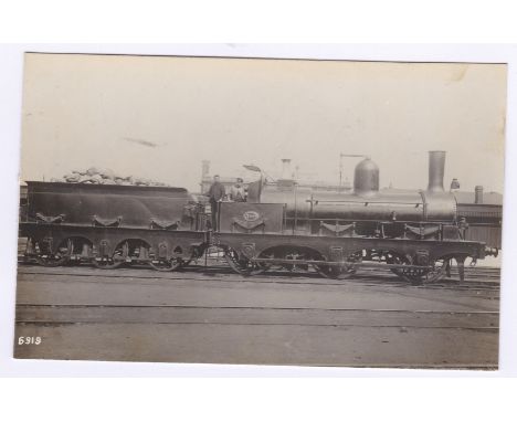 Postcard-Railway-Early LBSCR 0-6-0 tender Engine No.388 with outside frames-yard location - good card RP postcard by F Moore'