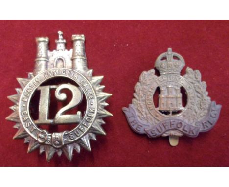 The Suffolk Regt Glengarry 12th (East Suffolk) and WWI Forage Cap Badge. K&amp;K: 437/605