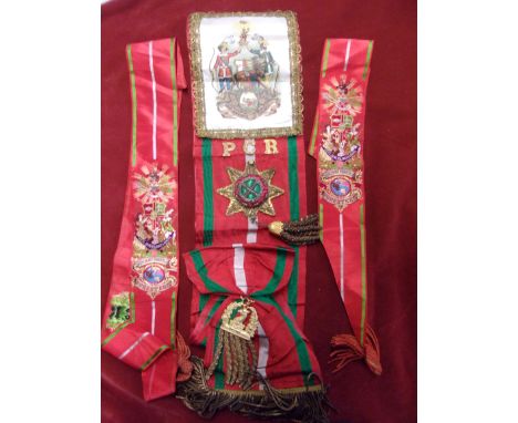 Ancient Order of Foresters 'Powys Court' Sash, one of a number of Friendly Societies which existed in Wales from the late 18t