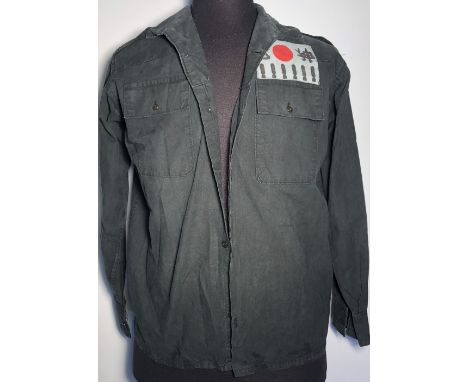 PUNK ERA FASHION - RISING SUN SHIRT. An original, unlabelled Punk Era shirt, adorned with large 'Rising Sun' patch to the rev