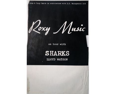 ROXY MUSIC 1973. A rare 1973 poster issued to promote the UK tour with Sharks and Lloyd Watson. Measures 20 x 30" and in F co