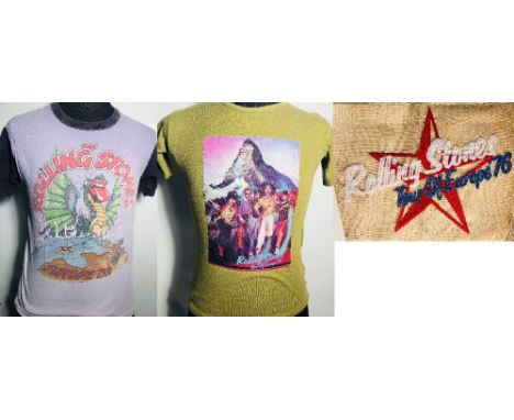 ROLLING STONES TOUR T-SHIRTS. Two original t-shirts to include: Rolling Stones - Tour of Europe 1976 (size 3 as per label, ve