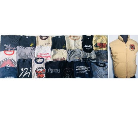 TOUR CLOTHING - LIGHTING/SOUND EQUIPMENT COMPANIES. 21 assorted pieces of clothing, mostly t-shirts, though also to include a
