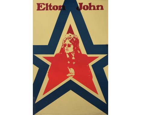 ELTON JOHN. An original poster depicting Elton John circa early 1970s. Measures 50 x 76.5cm. In VF condition with some light 