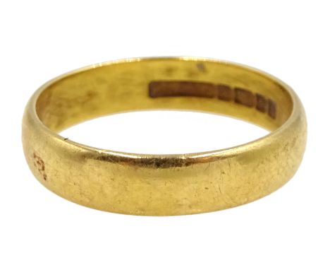 22ct gold wedding band, Birmingham 1963, approx 3.3gm - Condition Report Size K-L, band depth = 4mm