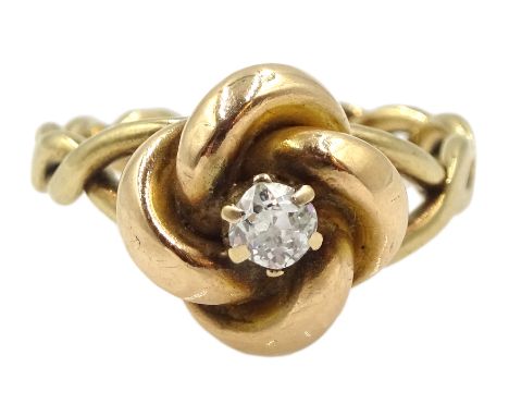  9ct gold old cut diamond knot ring   - Condition Report Approx 3gm, size K