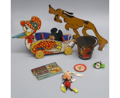 A Gong Bell Manufacturing Co. Granny Goose, a Chad Valley articulated plywood Pluto and a small quantity of other Disney rela