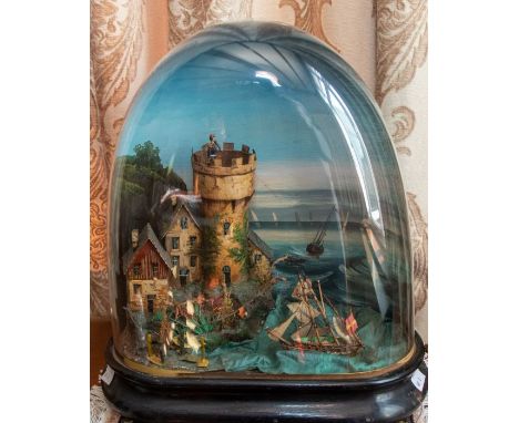 *** RE OFFER JULY £200-300***
A good Continental (German or Austrian) automaton musical box depicting a sailing ship with Spa