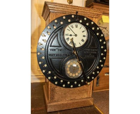 A good Wheel Type Howard Brothers Liverpool/London industrial floor-standing time recorder clocking-in clock. For 25 employee