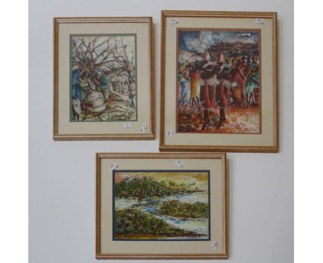 *** RE OFFER JULY £20-30***
Eric O Borketey (Ghana 20th century)
The Pitoo seller. Mixed media and acrylic, signed and dated 