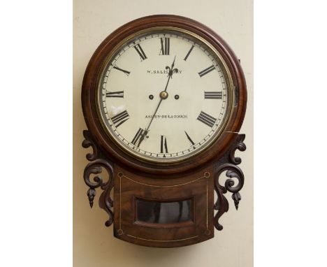 W.S. SALISBURY ASHBY fusee wall clockA fusee drop dial wall clock  with two-train movement striking on a bell. Contained in a