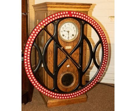 A rare floor-standing Wheel Type industrial time recorder/ clocking-in clock by Dey Time Registers Ltd, Howard Brothers, for 