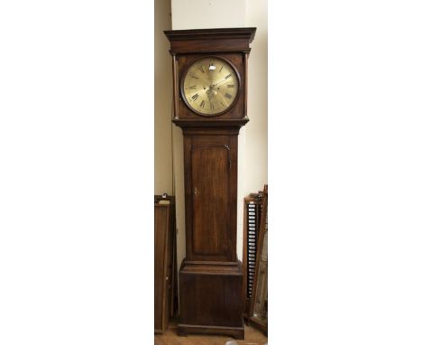 *** AWAY CLOCK RETURNED TO ETWALL***A Whitehurst of Derby 8 day Longcase clock with 13" round brass silvered dial eight-day m