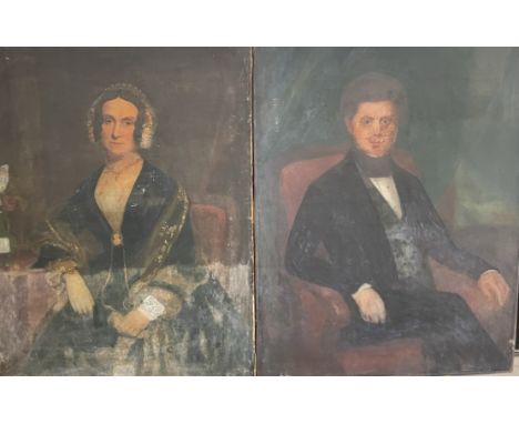 19th century British SchoolHead and shoulders portrait of GentlemanOil on canvasTogether with another of a lady