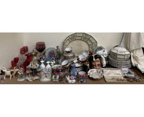 A large lot including a Royal Doulton character jug Capt Henry Morgan, D6467, together with a Windsor part teaset, other part