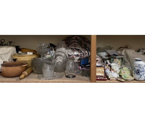 A pottery mask jug, together with a Welsh Lady figure, Voltmeter, darts, Pyrex, Stratton shirt studs, Welbeck pattern part di