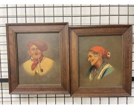 PetrocelliHead and shoulders portrait of a gentlemanOil on boardSignedTogether with a companion of a lady (a pair)