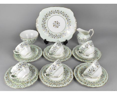 A Coalport "Minerva" Tea Set to Comprise Six Cups, Six Saucers, Six Side Plates, Cake Plate, Milk Jug and Sugar Bowl 