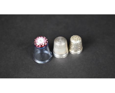 Two Sterling Silver Thimbles by Charles Horner and One Caithness Example 