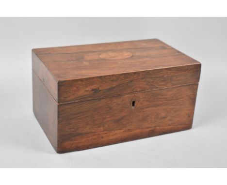 A Mid/Late 19th Century Two Division Tea Caddy with Lead Lined Tea Containers, Missing Bracket Feet, 22.5cms Wide 