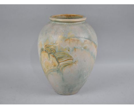 A Denby Danesby Ware Vase Decorated in Moulded Shallow Relief with Flower, 26cm high 