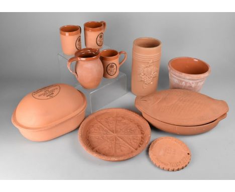 A Collection of Various Terracotta Items to Comprise Clay Baking Brick, Fish Dish, Mugs, Dish, Spill Vase, Planter etc (Vario