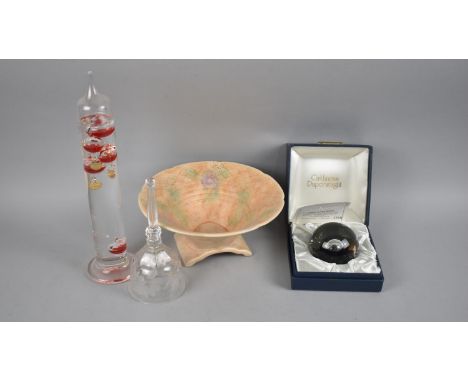 A Boxed Caithness Paperweight, Cut Glass Bell, Galileo Thermometer and Beswick Bowl 