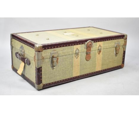 A Vintage Travelling Trunk Containing Fabrics, 91cms Wide 
