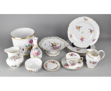 A Collection of Floral Decorated Ceramics to Comprise Set of Four Hand Painted Floral Burst Decorated K.P.M Porcelain Plates,