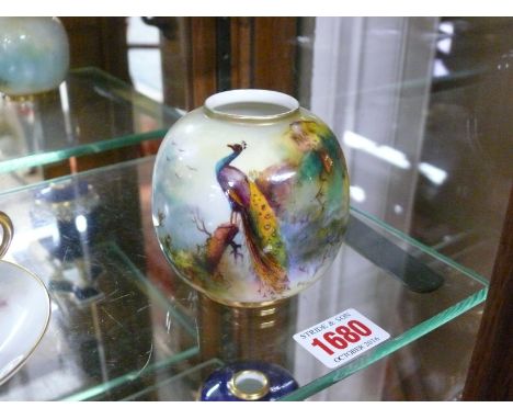 A Royal Worcester ovoid vase, circa 1912, painted with a pheasant, by A Watkins, 8cm high.  Condition Report: No visible sign