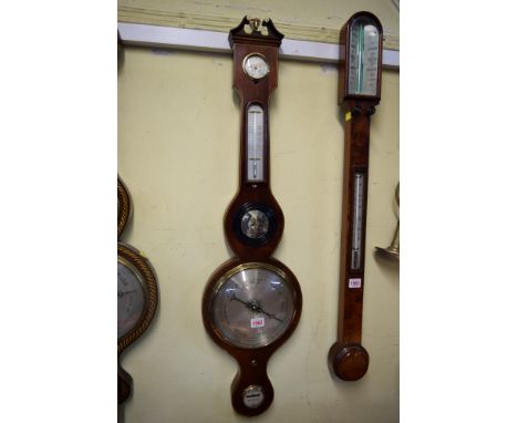 A 19th century mahogany and line inlaid five dial wheel barometer, by Wilson, London. 