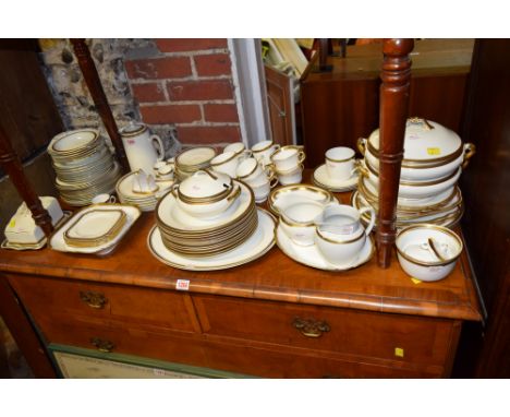 A matched pottery and porcelain tea and dinner service, by various makers to include: Wedgwood, Aynsley, and Foley.