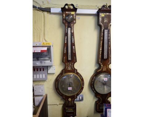 A 19th century rosewood and mother of pearl inlaid four dial wheel barometer, by P Celli & Ortelli, Reading.