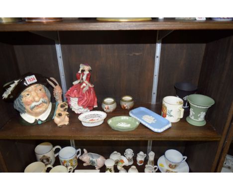 A mixed lot of ceramics, to include a Royal Doulton character jug of Sancho Panca, D6456; together with a Hummel cat; Wedgwoo