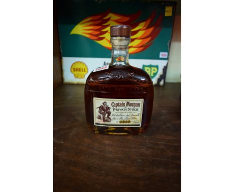 A 1 litre bottle of Captain Morgan Private Stock rum. 