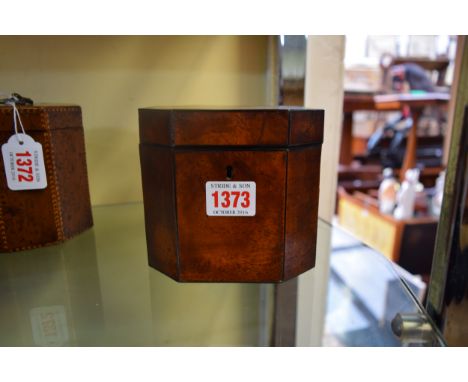 A George III mahogany and ebony strung chamfered rectangular tea caddy, 12.5cm wide. 