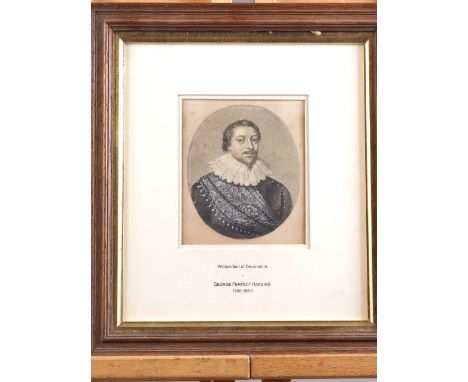 George Perfect Harding: en grisalle, a portrait of William Earl of Devonshire, 5" x 4 1/2", in strip frame 