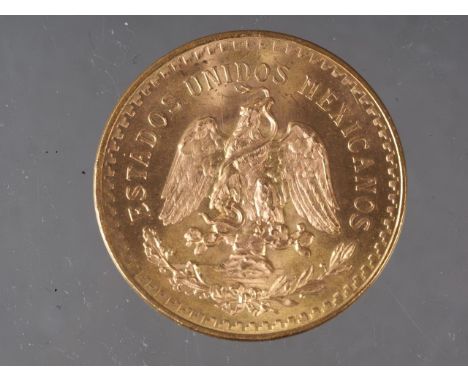 A Mexican 50 pesos gold coin, 125 year anniversary, 41.8g 