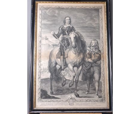 After Wandeck: an early 18th century engraving, portrait of Oliver Cromwell, in Hogarth frame 