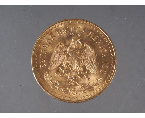 A Mexican 50 pesos gold coin, 125 year anniversary, 41.8g 