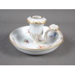 A 19th century Meissen floral decorated chamber candlestick, 2 1/2" high