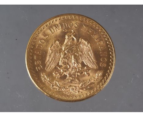 A Mexican 50 pesos gold coin, 125 year anniversary, 41.8g 