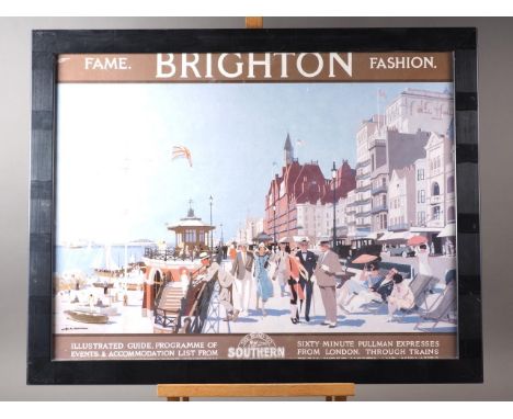 A well reproduced colour print, Southern Railway advertising - Brighton, in ebonised frame 