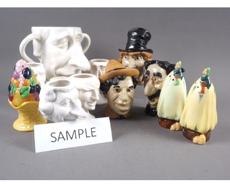 Six Luck &amp; Flaw Spitting Image caricature vases, including two of Charles Prince of Wales, tallest 7 1/2" high, one of th