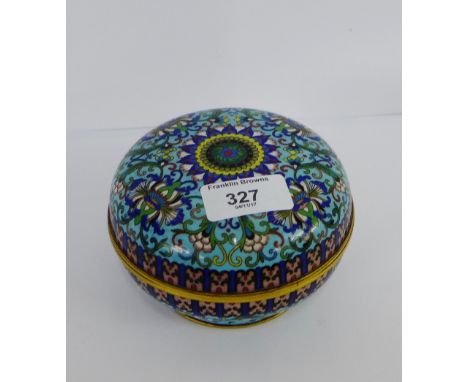 A Cloisonne enamel circular box and cover, 13cm diameter