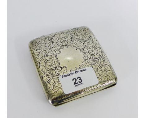 George V silver cigarette case with bright cut engraved decoration, makers marks for    Joseph Gloster, Birmingham 1924, 9cm 