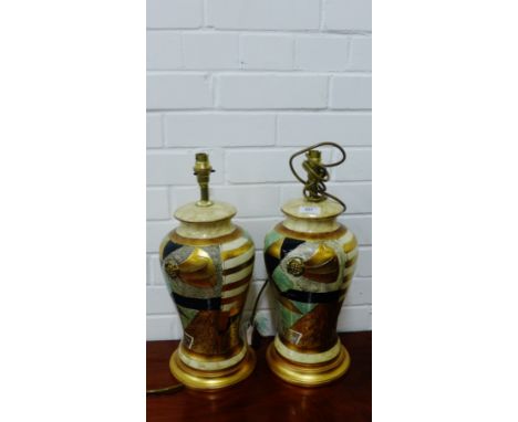 A contemporary pair of ceramic table lamp bases, (2) 