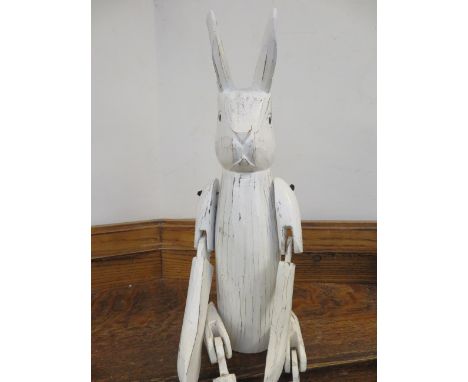 White wooden shelf rabbit 