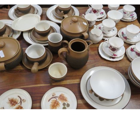 Part Denby dinner service together with a bone china tea set 